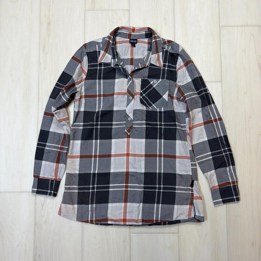 Patagonia Tailored Grey Sugar Pine Featherstone Flannel Button Down Shirt Size M